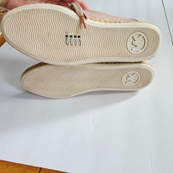 Michael Michael Kors Pink Canvas Espadrille Sneakers Lace Up Womens Size 9M - Picture 6 of 14